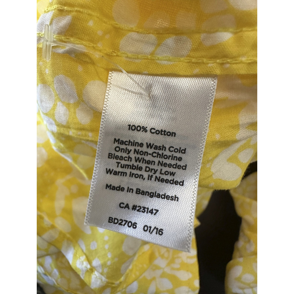 NWT Talbots Sheer Yellow White Print Button Blouse Plus Size 3Xp 3X Petite Top - Picture 11 of 14